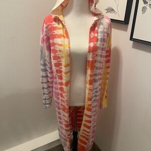Colorful Tie-Dye Hooded Cardigan
